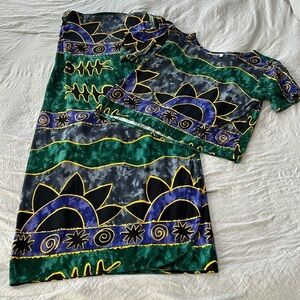 Vintage 100% Cotton Made in Thailand Two Piece Wrap Skirt & Top Set
